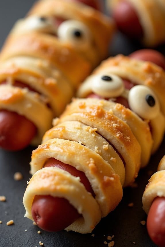 spooky mummy hot dogs