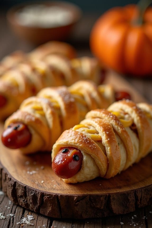spooky mummy hot dogs
