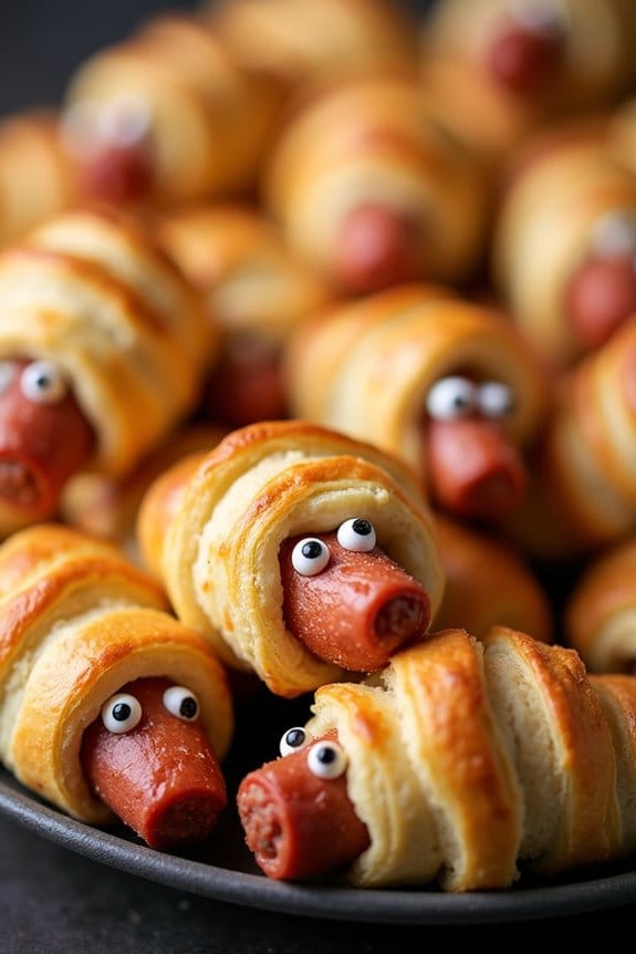 spooky mummy sausage treats