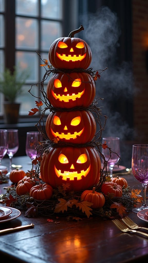 spooky pumpkin stacking display