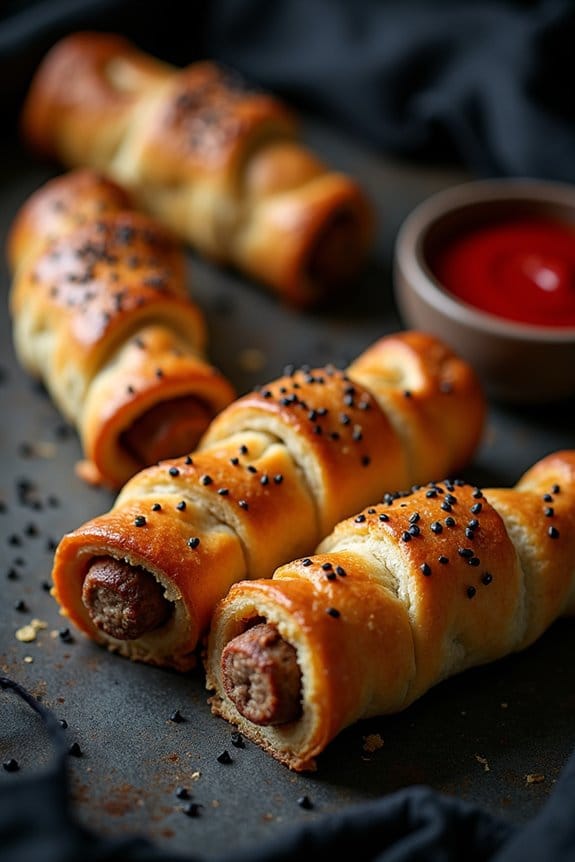 spooky sausage roll appetizer