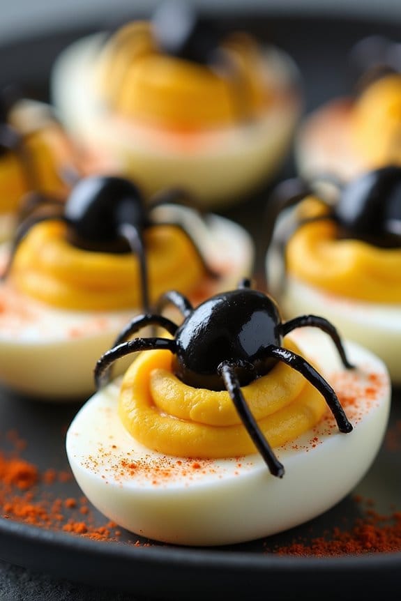 spooky spider deviled eggs