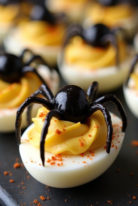 spooky spider deviled eggs