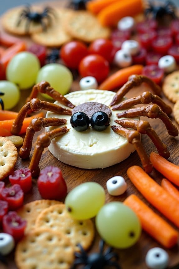 spooky spider snack board