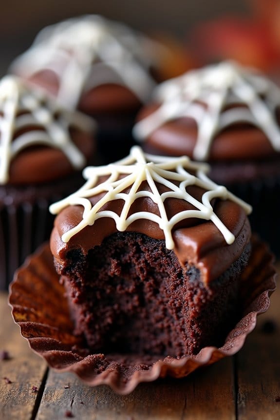 spooky spider web cupcakes