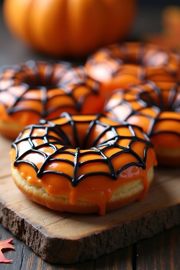spooky spider web donuts