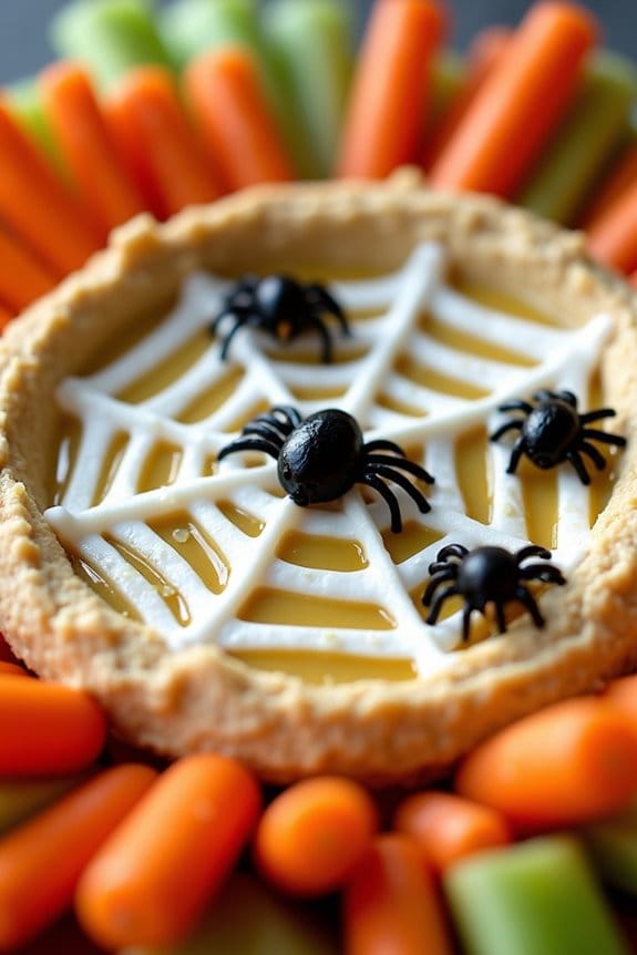 spooky spider web hummus