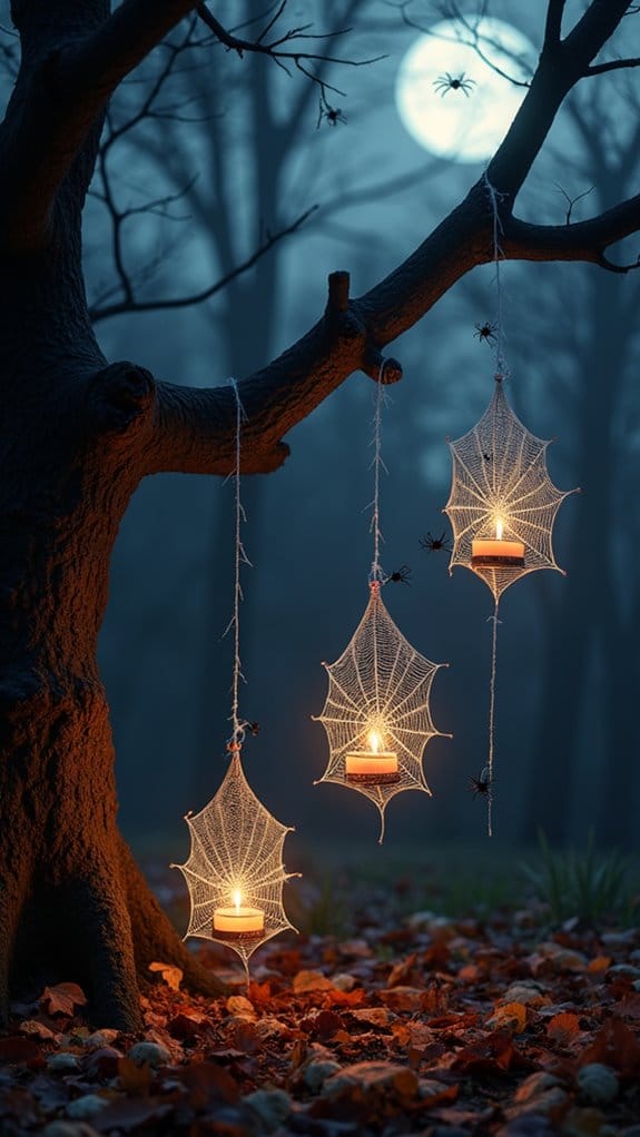 spooky spider web lanterns