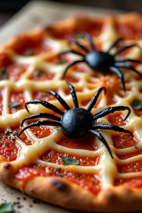 spooky spider web pizza