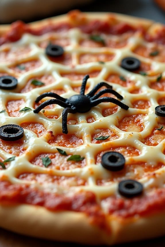 spooky spider web pizza