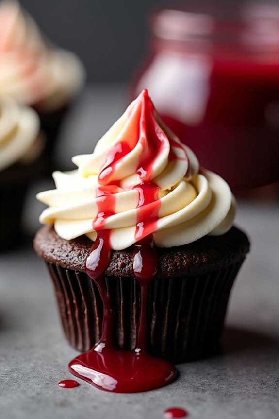 spooky vampire bite cupcakes