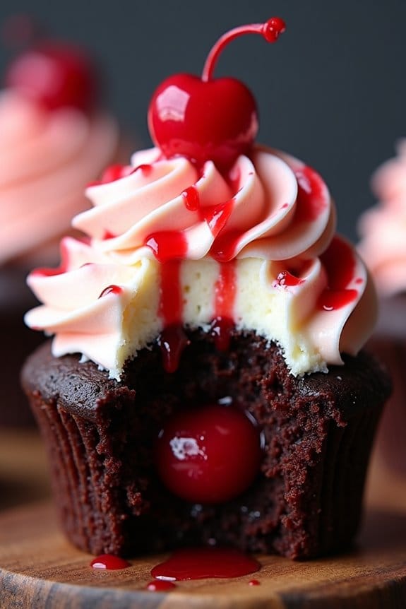 spooky vampire bite cupcakes