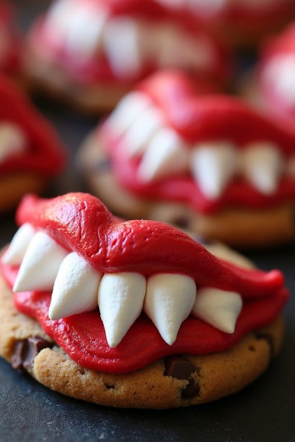 spooky vampire teeth cookies