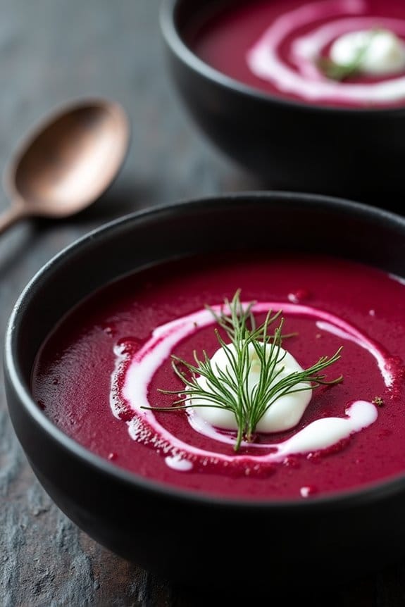 spooky vibrant beet soup