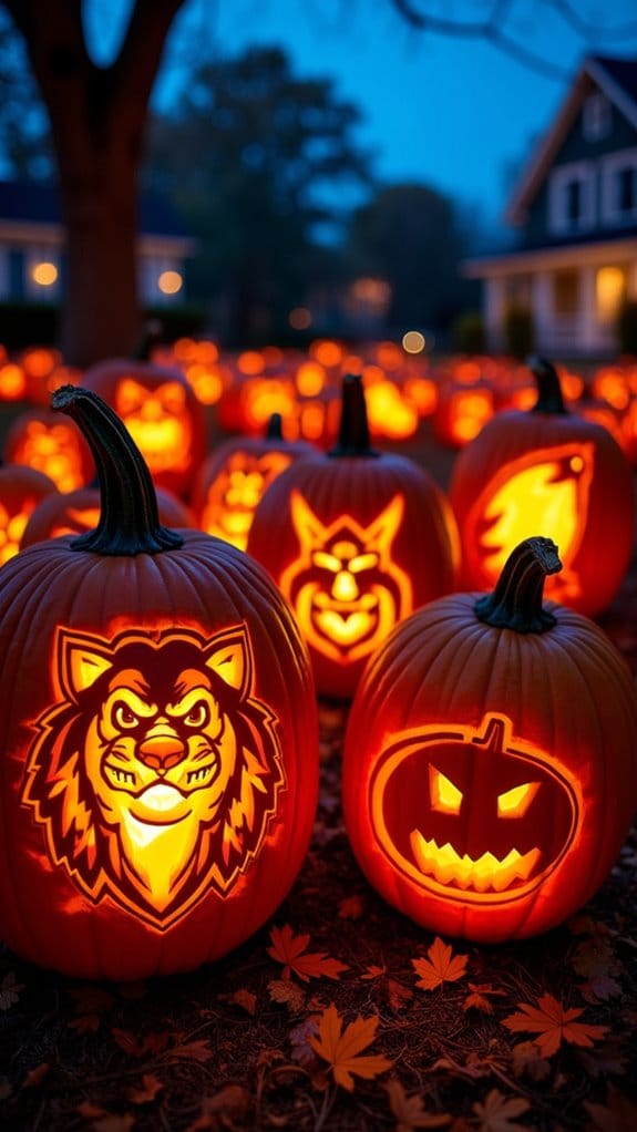 sports logos pumpkin carvings