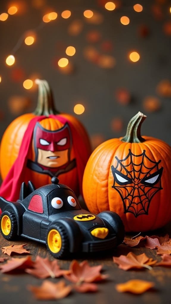 superhero themed pumpkin decorating fun