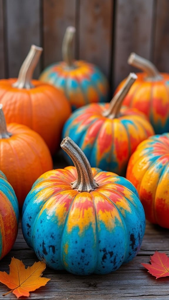 tie dye colorful autumn pumpkins