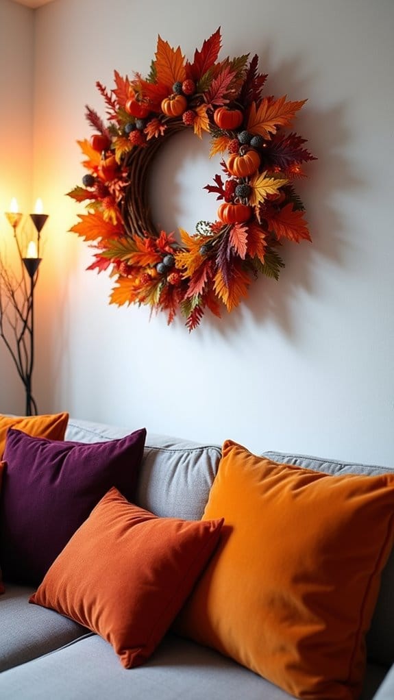 vibrant autumn wreath decorations