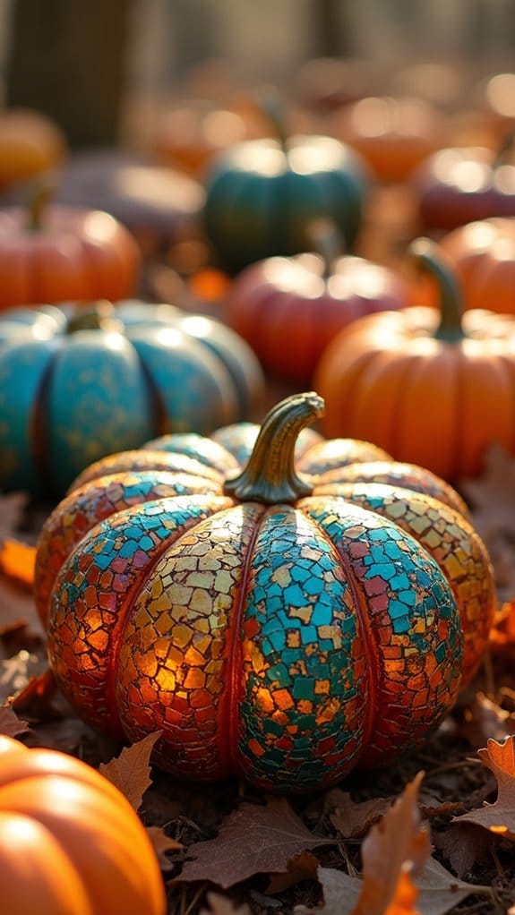 vibrant mosaic pumpkin art