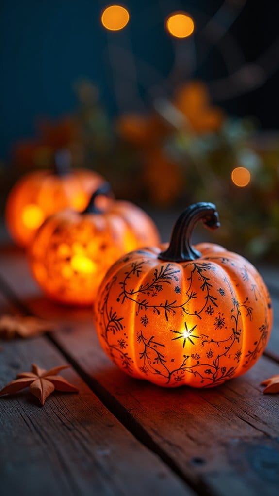 vibrant painted pumpkin decor