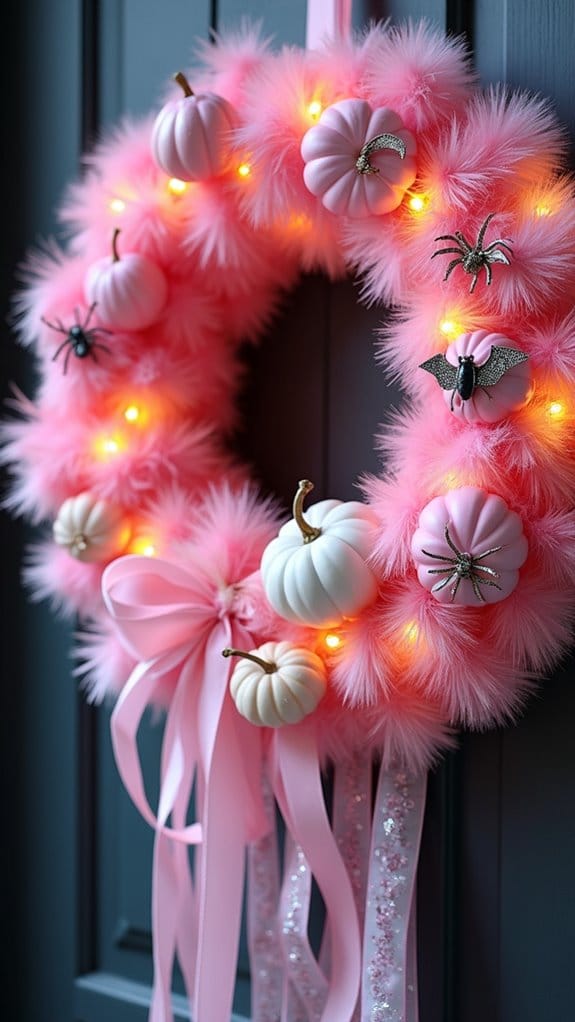 vibrant pink halloween wreaths