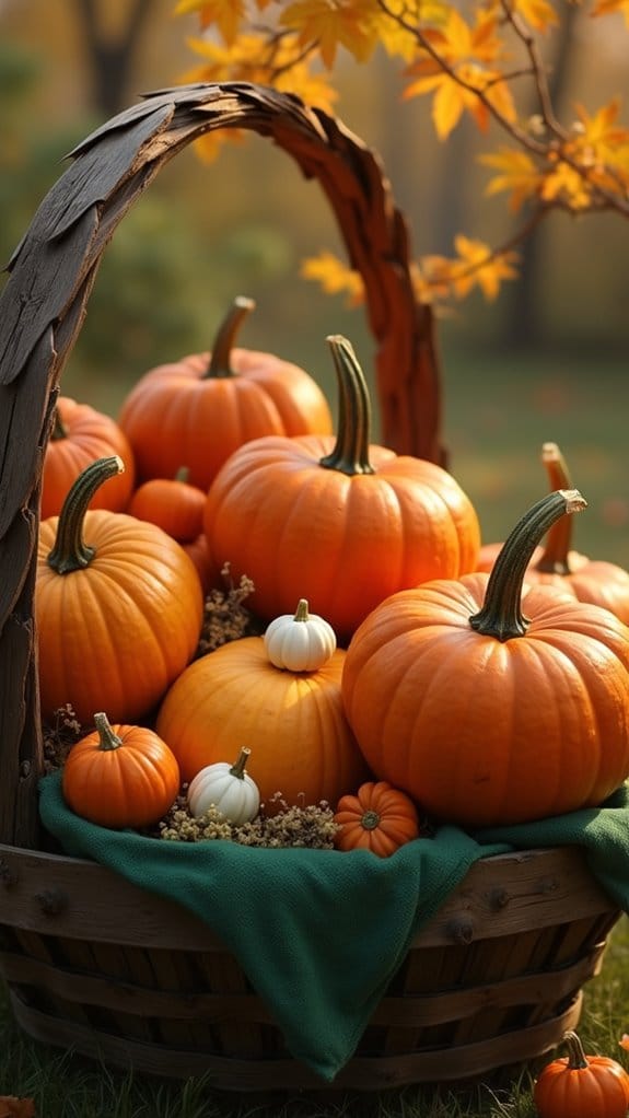 vibrant pumpkin basket display