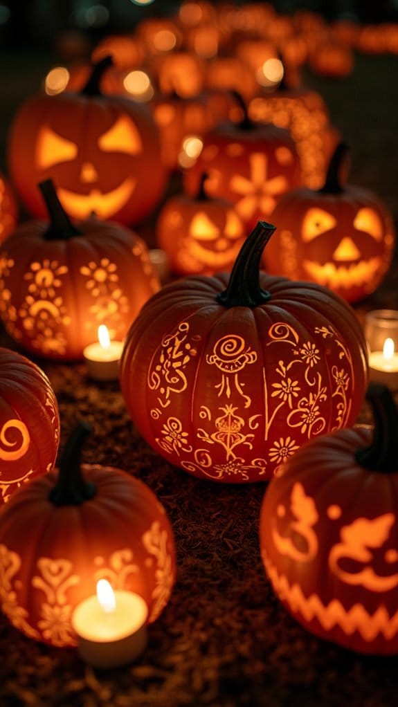 vintage lace pumpkin carvings