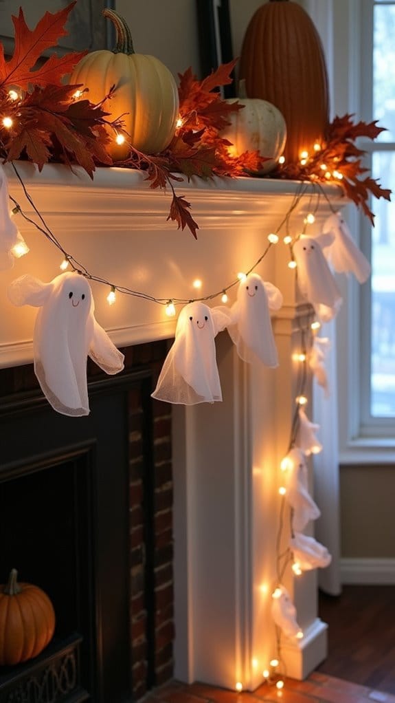 whimsical ghost mantle decor