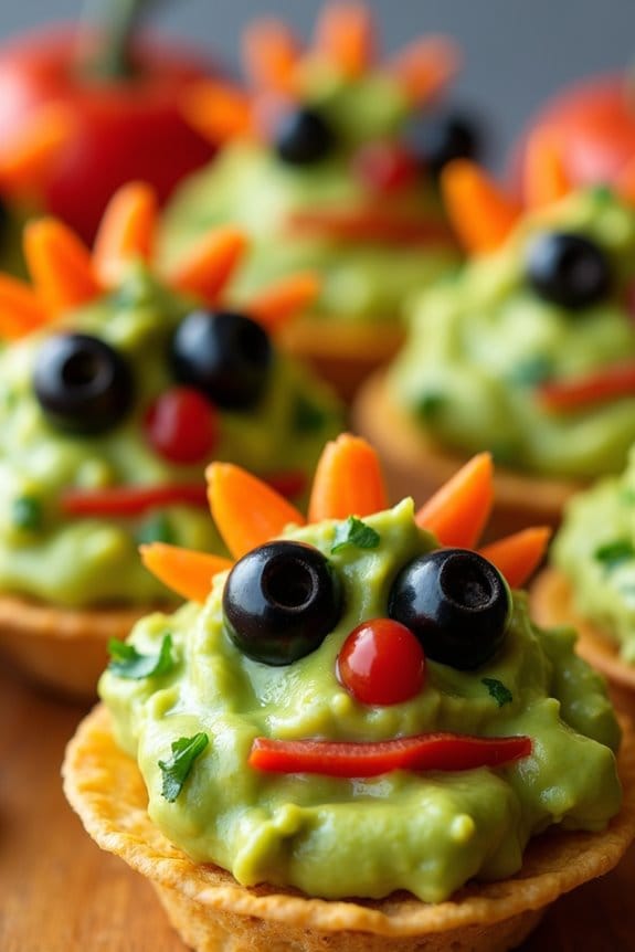 whimsical halloween guacamole treats