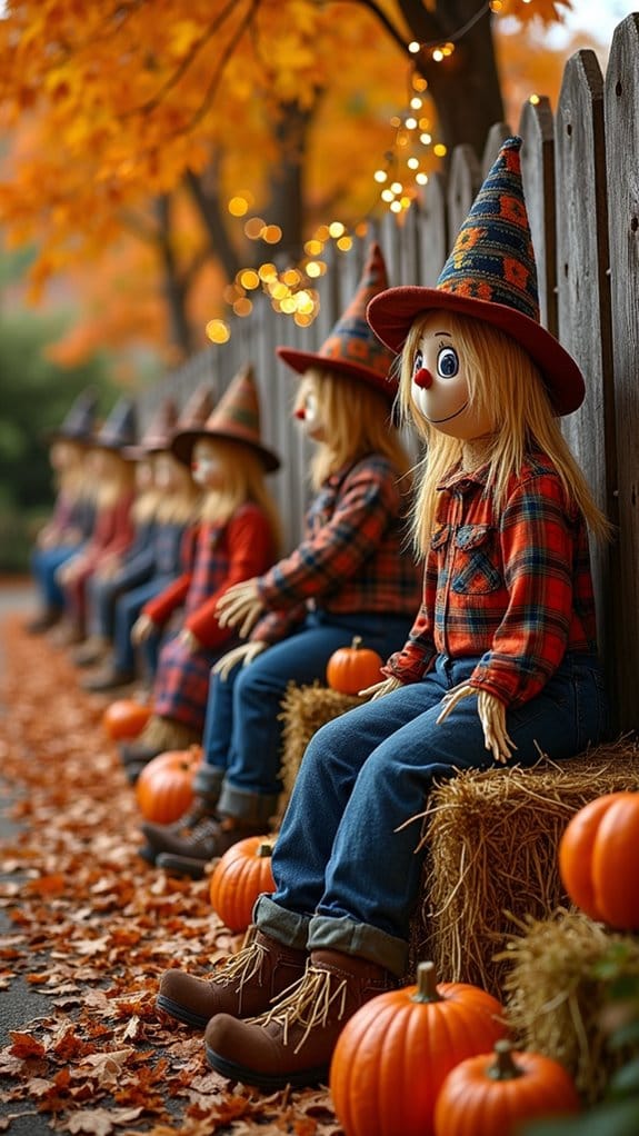 whimsical halloween scarecrow display