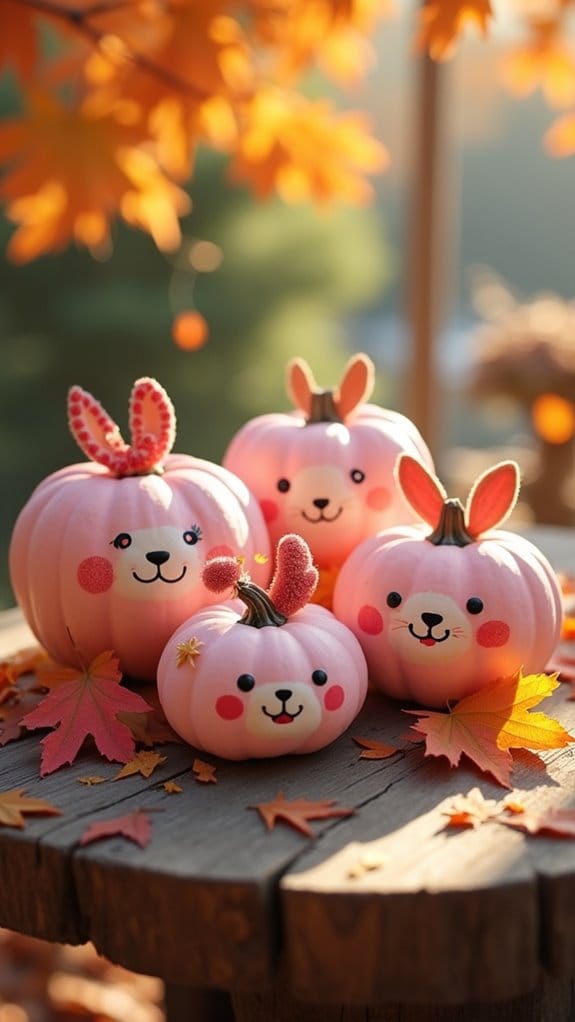 whimsical pink pumpkin art