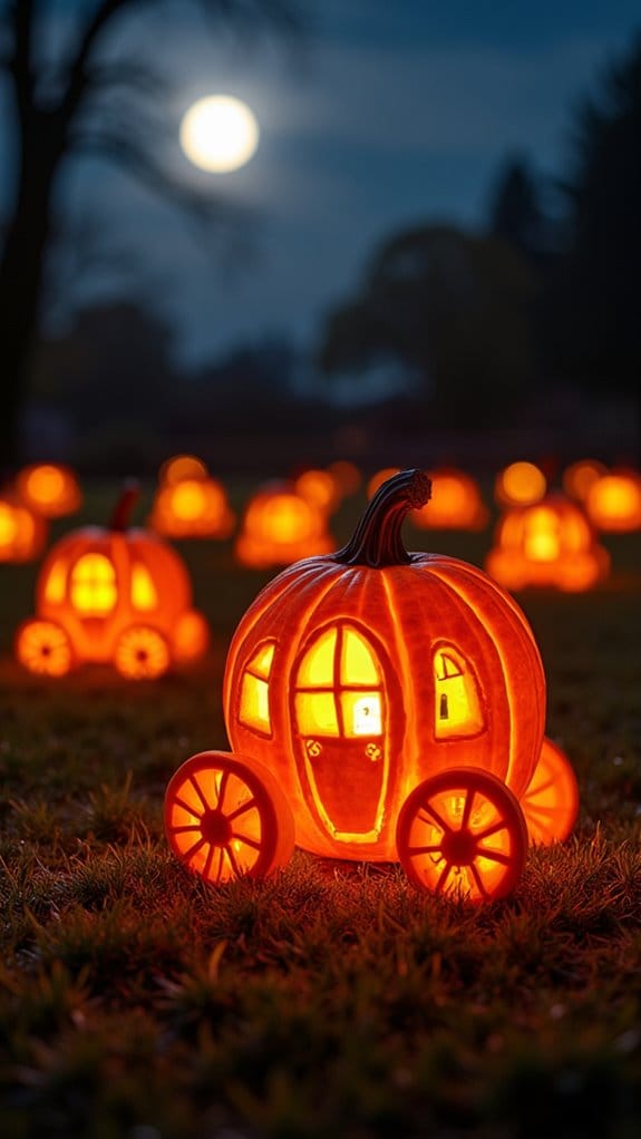 whimsical pumpkin carriage lanterns