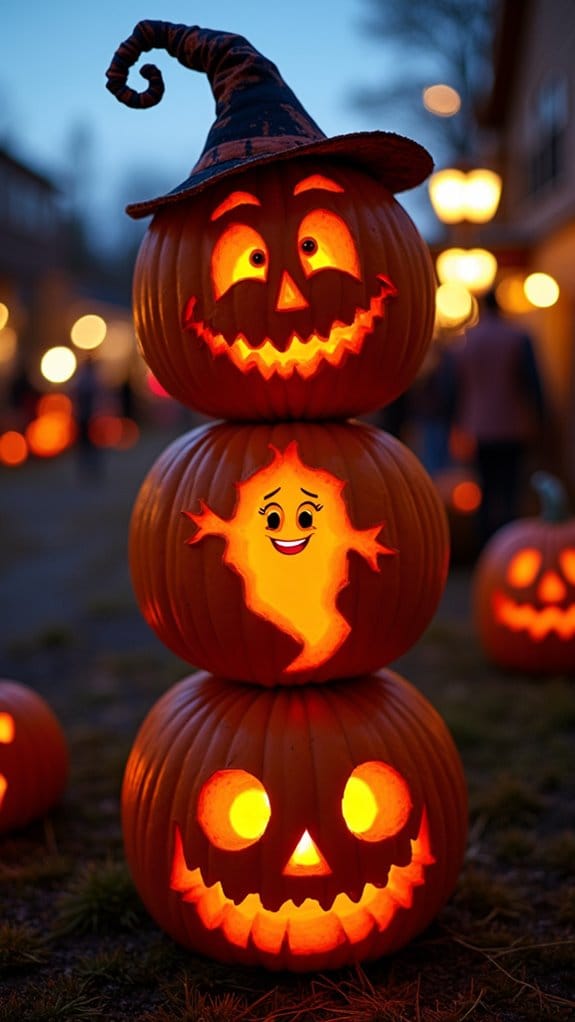 whimsical pumpkin character displays