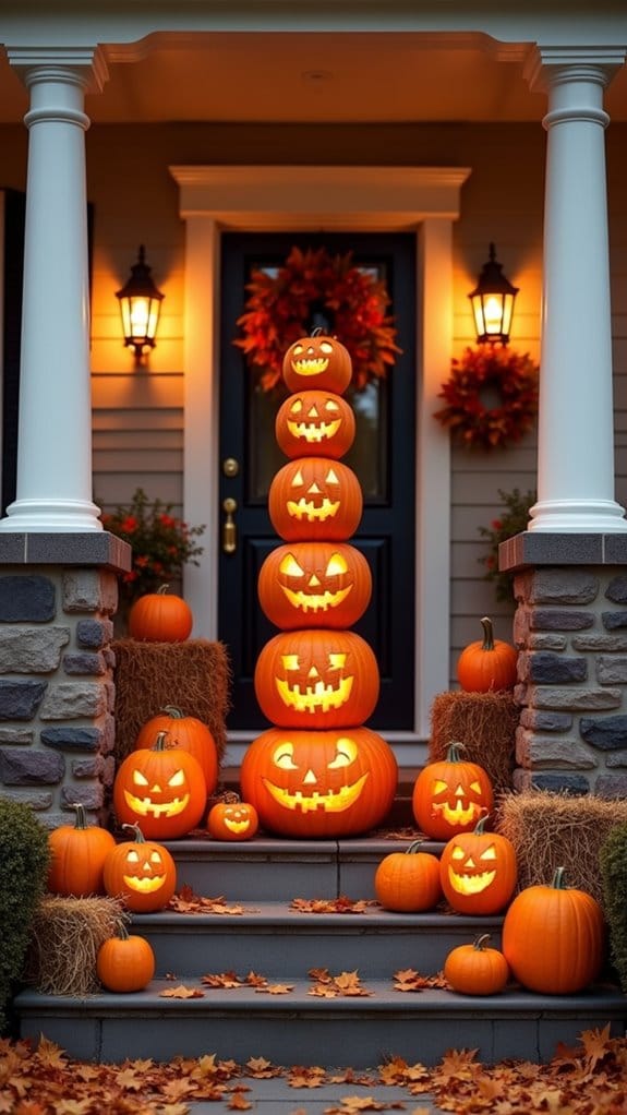 whimsical pumpkin topiary display