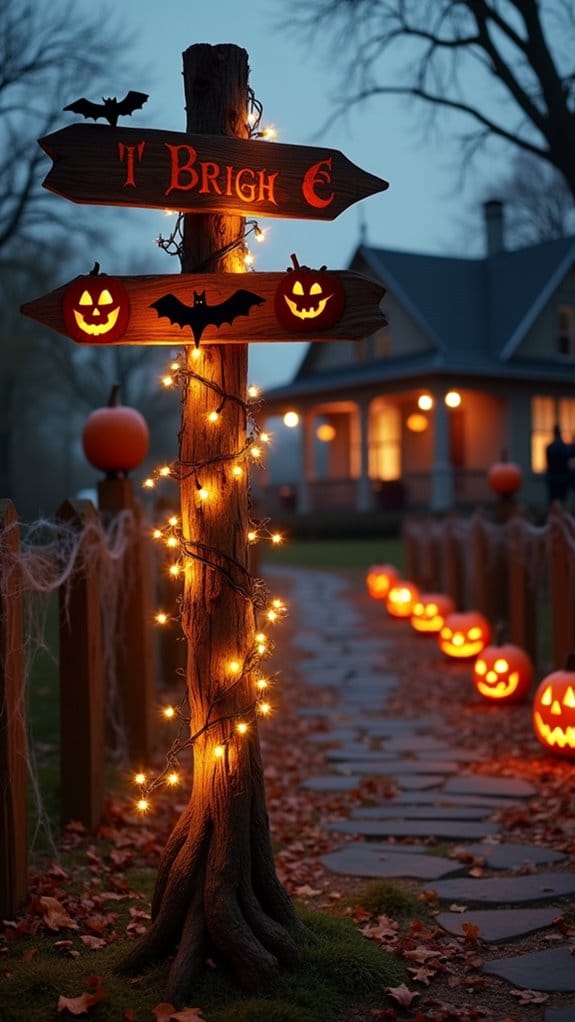 whimsical trick or treat signpost