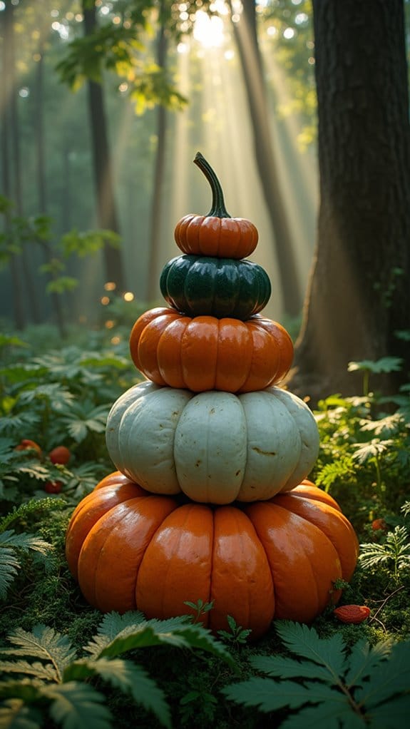 whimsical woodland pumpkin displays