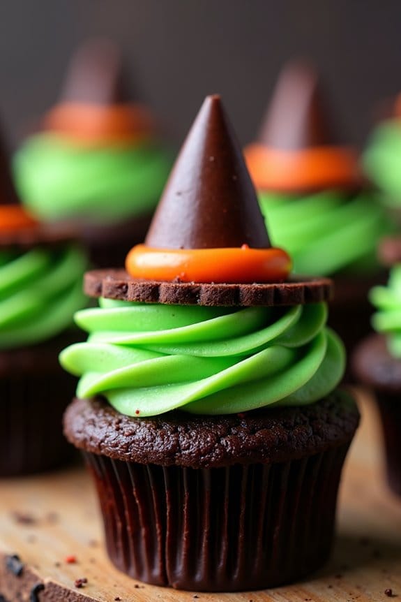 witch hat chocolate cupcakes