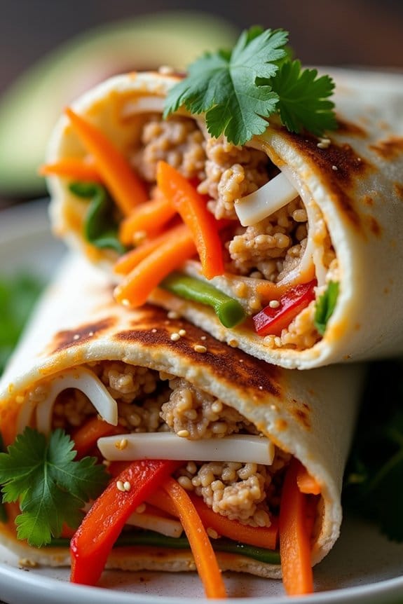 asian turkey veggie wraps