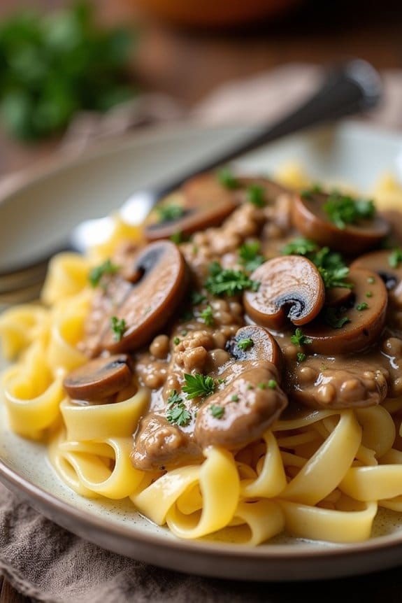 comforting turkey mushroom stroganoff