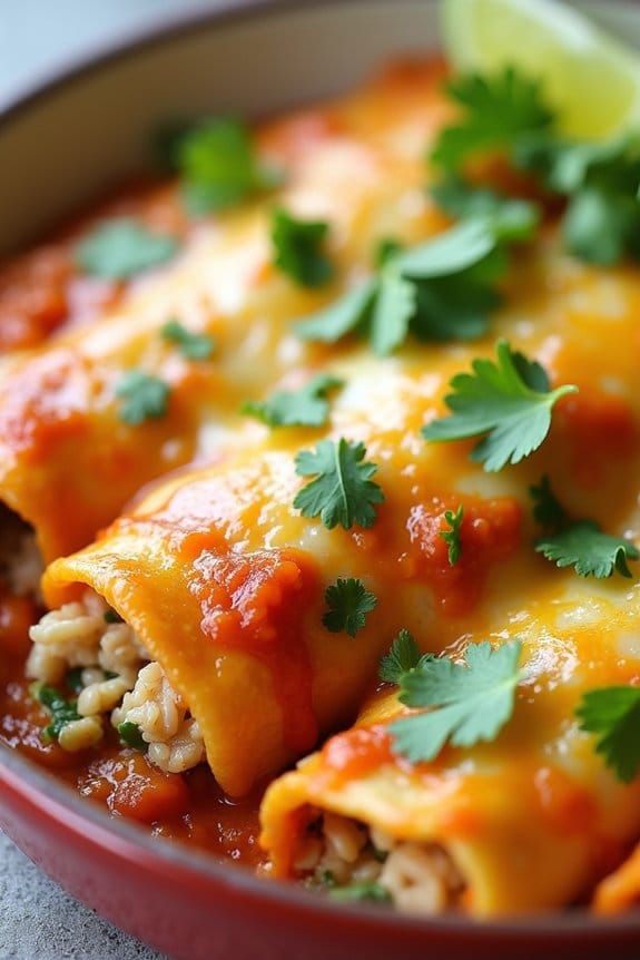 creamy avocado turkey enchiladas