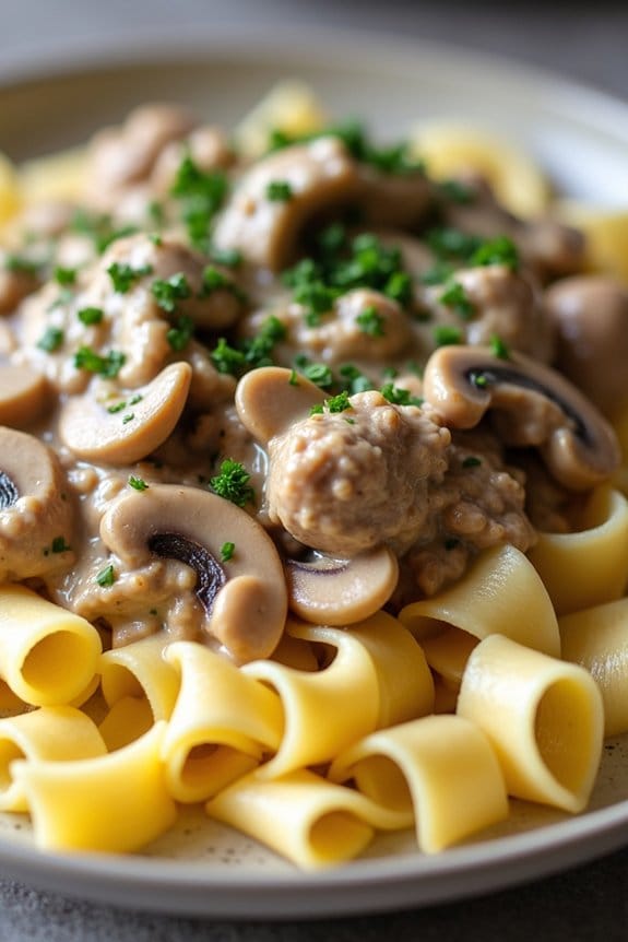 creamy turkey mushroom stroganoff
