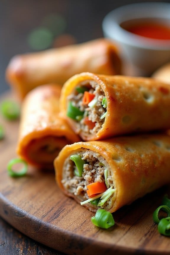 healthy air fried turkey egg rolls