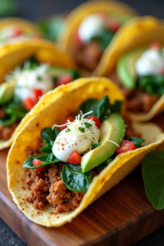 healthy spinach turkey tacos