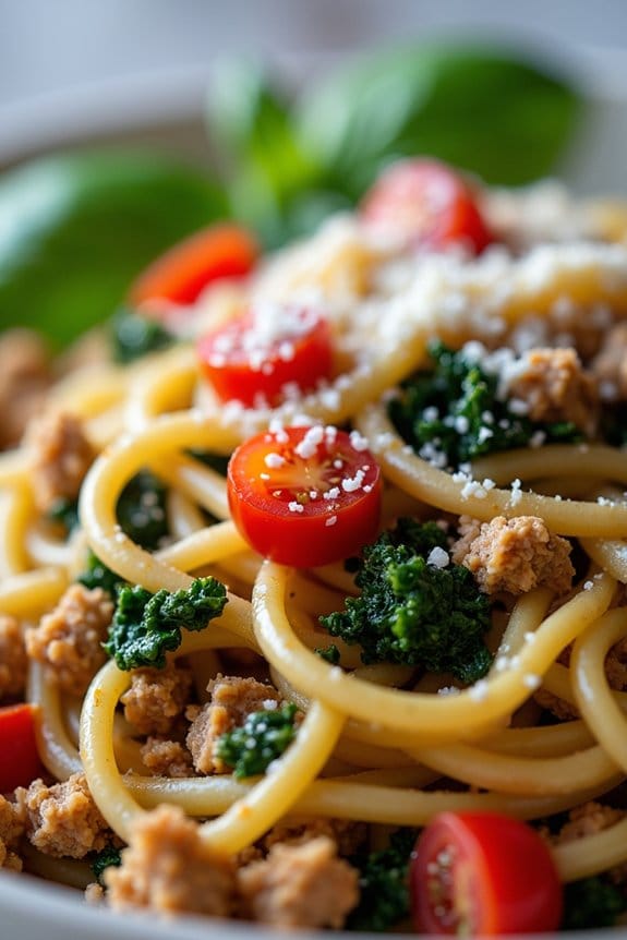 healthy turkey kale spaghetti