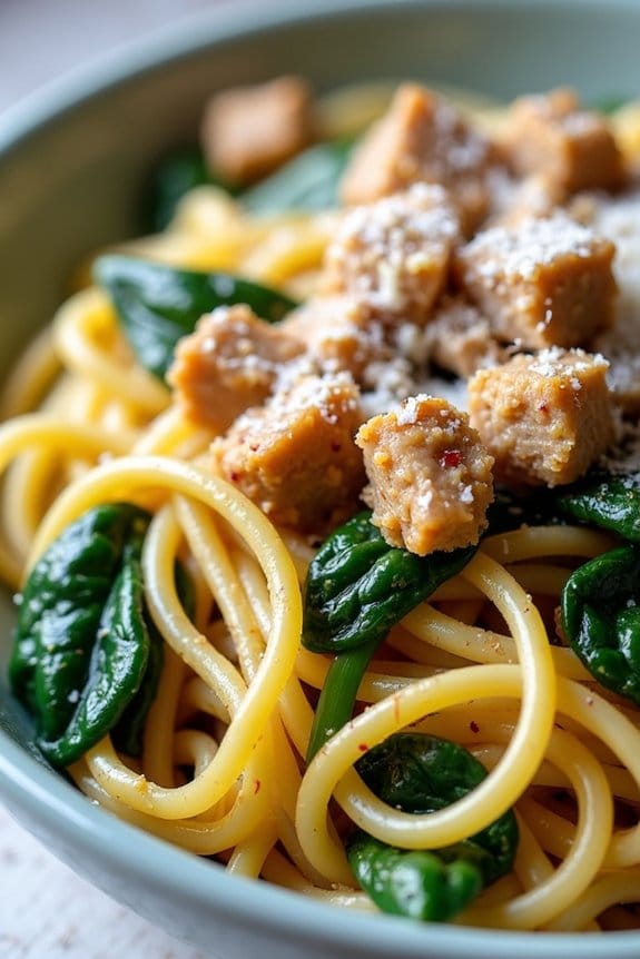 healthy turkey spinach spaghetti