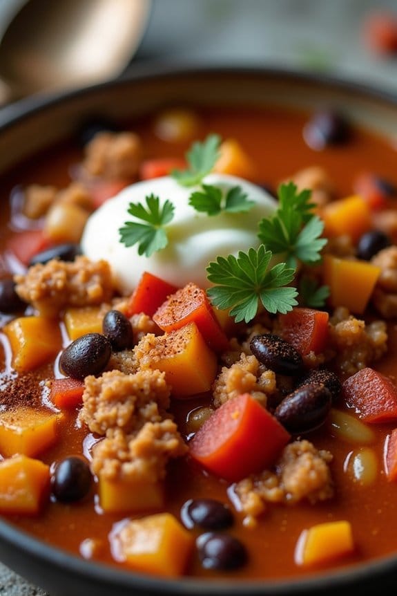 hearty pumpkin turkey chili