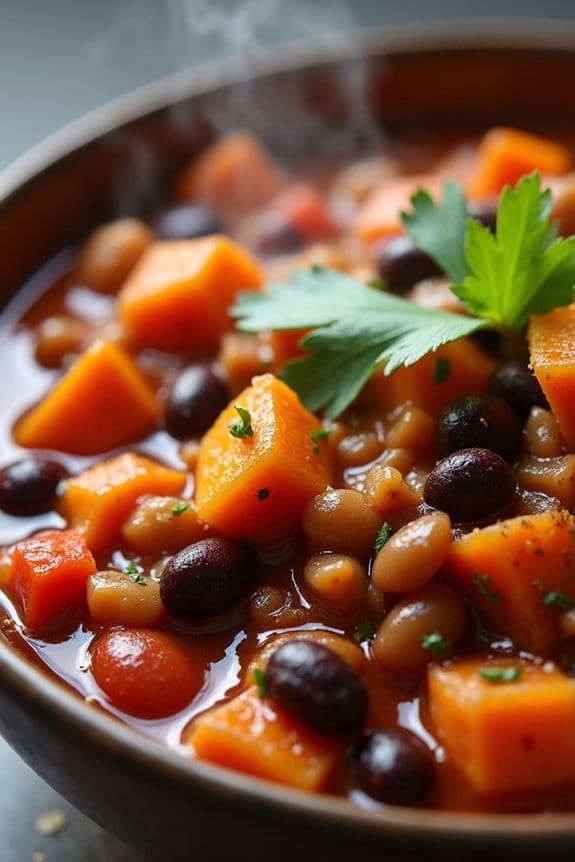 hearty sweet potato turkey chili