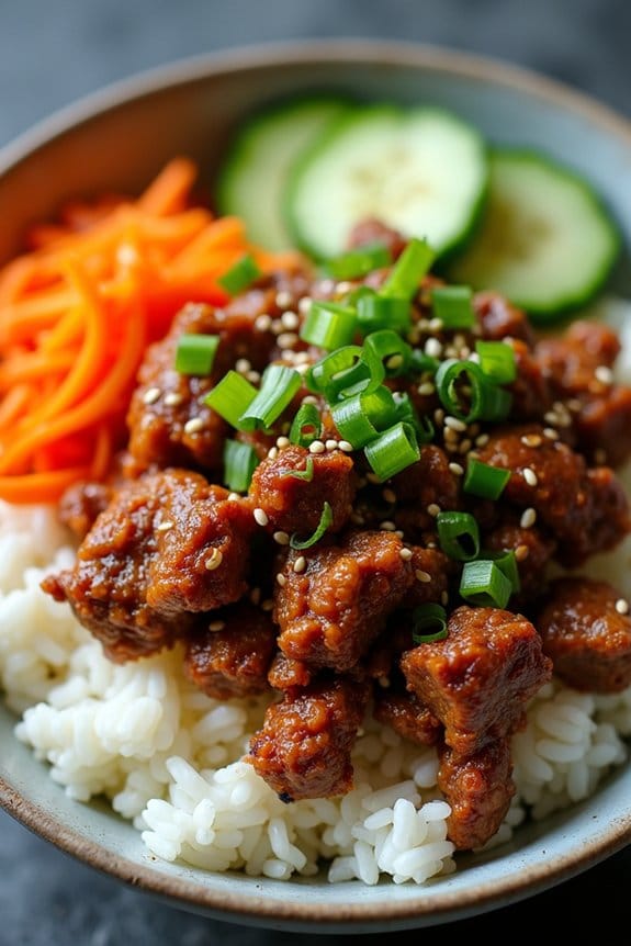 korean bbq turkey rice bowl