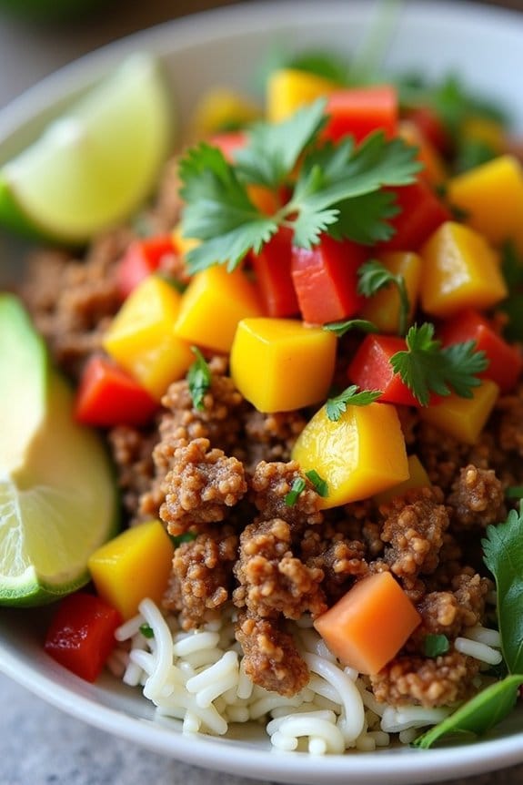 mango salsa turkey taco bowl