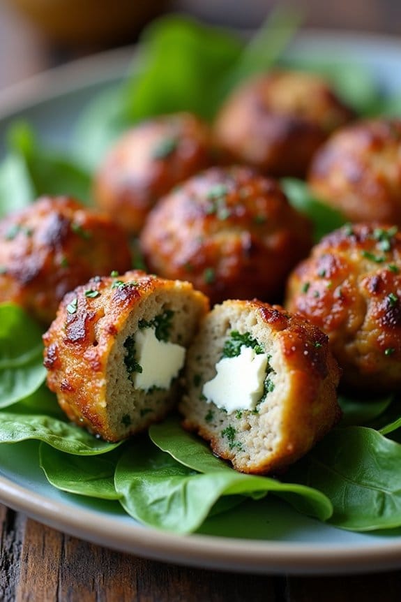 mediterranean spinach feta meatballs